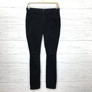 Old Navy Jeans Women's Black Pop Icon Skinny Mid Rise Distressed size 2